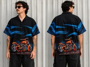 Club Shirt Steve & Barry's Motorcycle Button Up Shirt XXL Chopper Biker Y2K